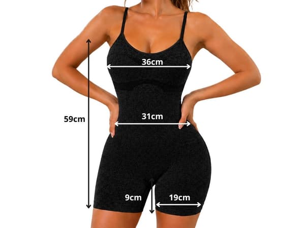 Træningsjumpsuit dame push-up med indbyggede cups sort S/M