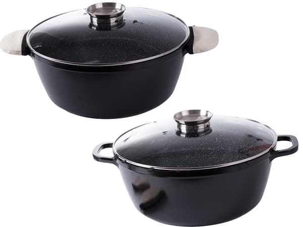 Gryde 12,6 L med glaslåg aromatisør støbt aluminium non-stick
