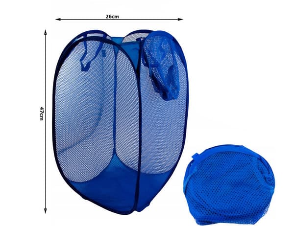 Sammenklappelig opbevaringskurv i mesh 40 L blå 47 x 26 x 26 cm