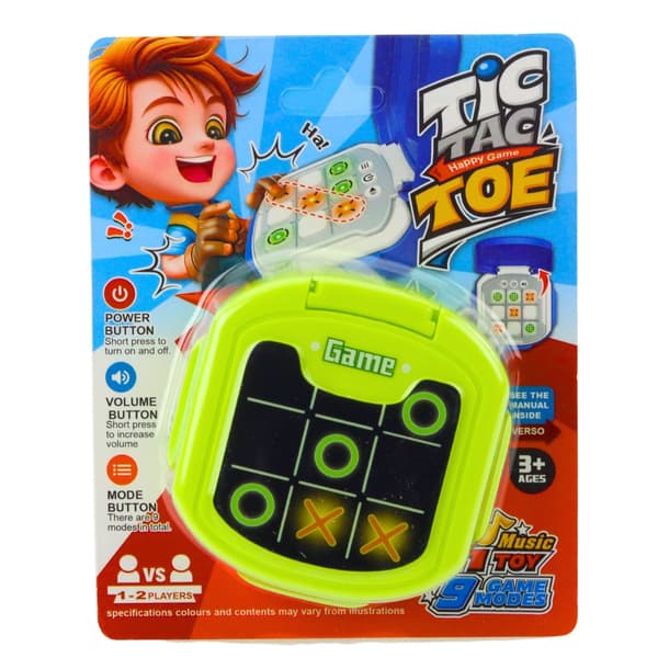Elektroniskt Tic Tac Toe-spel 9 lägen 1-2 spelare batteridrivet
