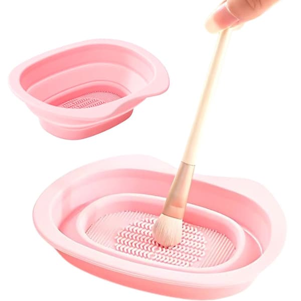 Renseskål til makeuppensler og makeupsvampe i silikone mixfarve