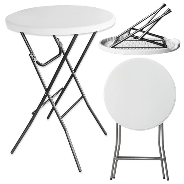 Sammenklappeligt rundt cateringbord 80 cm HDPE-plade stålramme 73 cm
