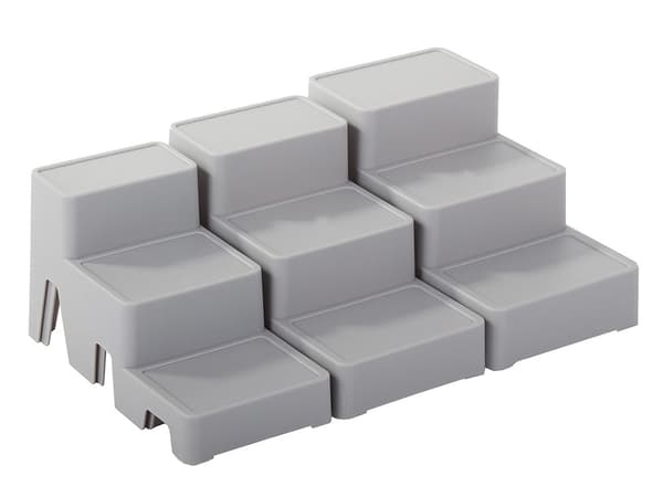 Kosmetikorganiserare i plast 4 delar modulär vit/grå 34x15–18 cm