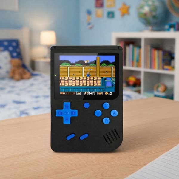 Bärbar retro spelkonsol med LCD-skärm, 108 inbyggda spel