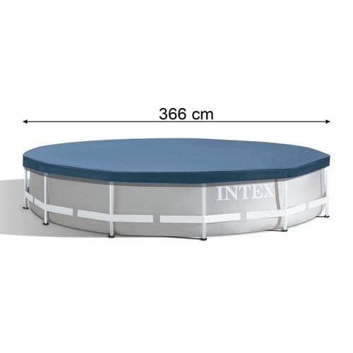 Poolovertræk til rund ramme-pool 366 cm med drænhuller og snor