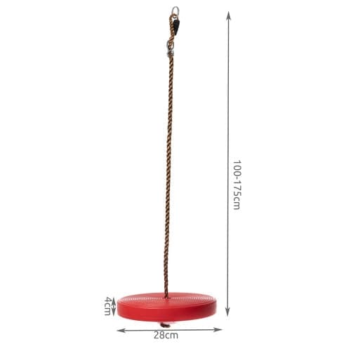 Rund barnhängmatta disk röd 50 kg max, justerbart rep 100–175 cm
