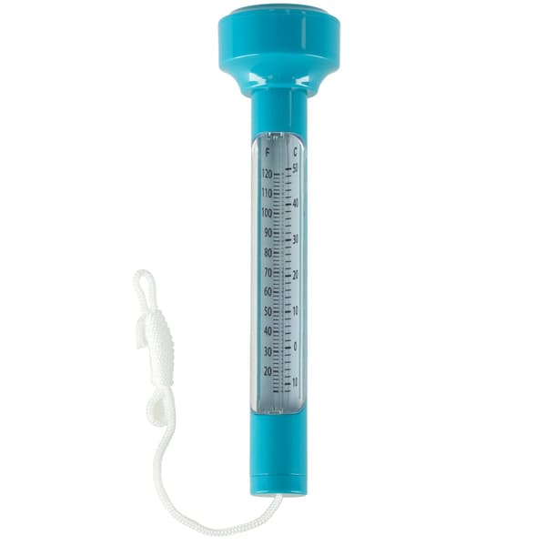 Flytande pooltermometer med snodd, Celsius/Fahrenheit, 19 cm