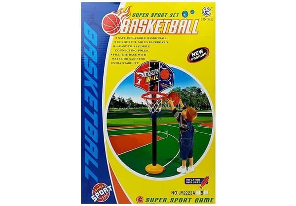 Basket-sæt til børn 115 cm med bold og pumpe, foldbart fra 3 år