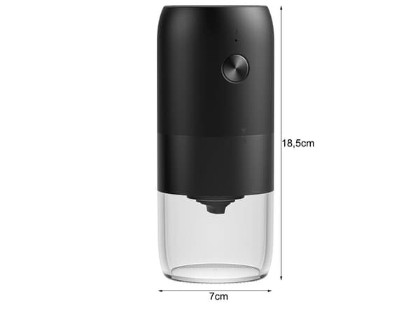 Elektrisk kaffekværn USB-C justerbar formalingsgrad sort 18,5 x 7 cm