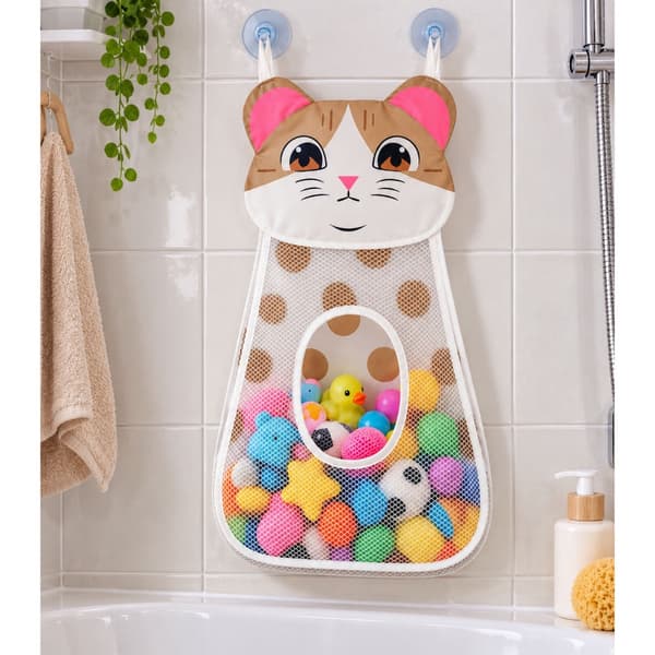 Badleksaksorganisatör nät 50x36 cm med sugkoppar kattunge