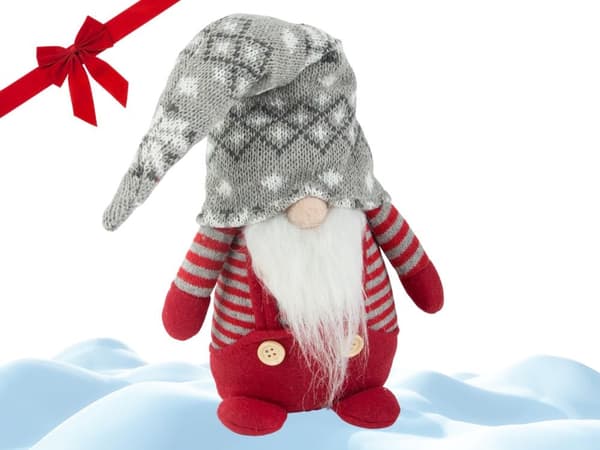 Tomte julfigur röd med böjbar mössa, 38 cm