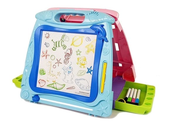 Dubbelsidig ritbräda för barn med whiteboardpennor och stylus