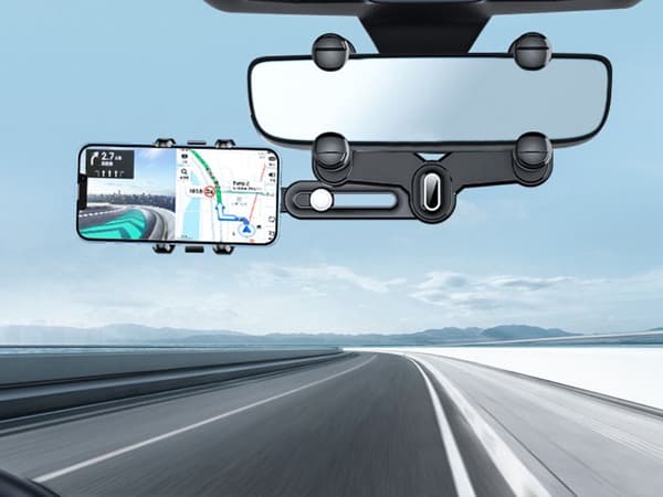 Mobilholder til bakspejl roterbar/justerbar universal sort