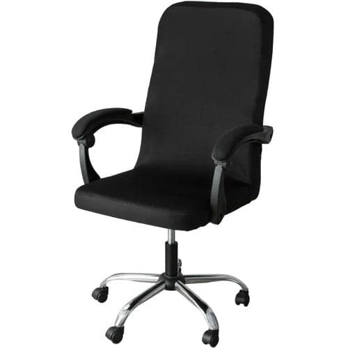 Betræk kontorstol sort polyester universel 80 cm ryg med armlæn