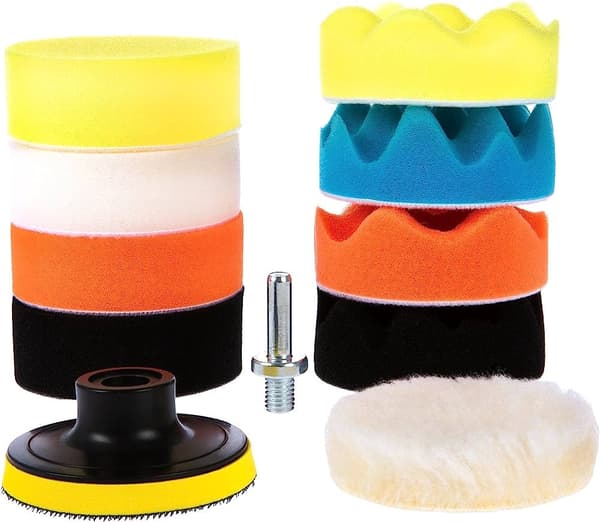 Poleringssvampar för borrmaskin 80 mm 8-pack med polerull M10-adapter