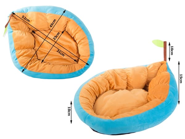 Hund- og kattebed plys bladform 52x45 cm skridsikker underside