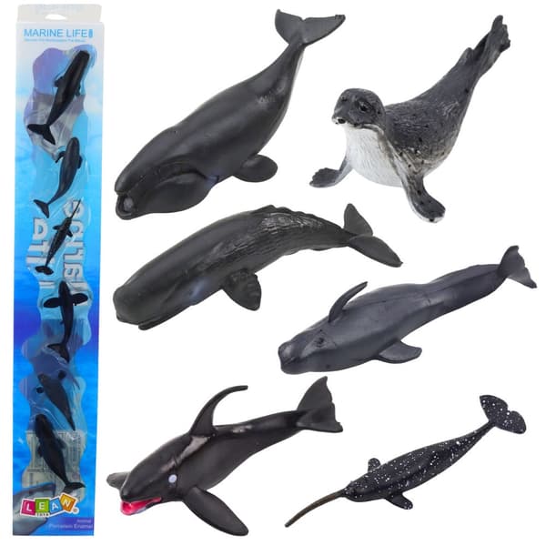 Djurfigurer marina däggdjur 6-pack plast 6–8 cm (späckhuggare m.fl.)