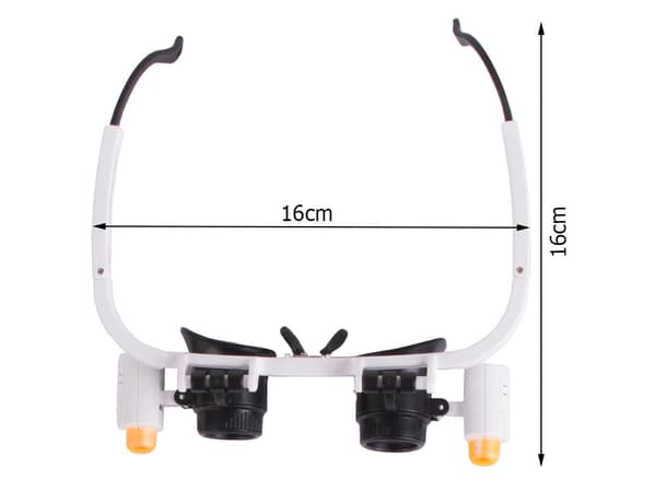 Pannlupp med LED 6 linser 6x/10x/25x inkl batterier svart/vit