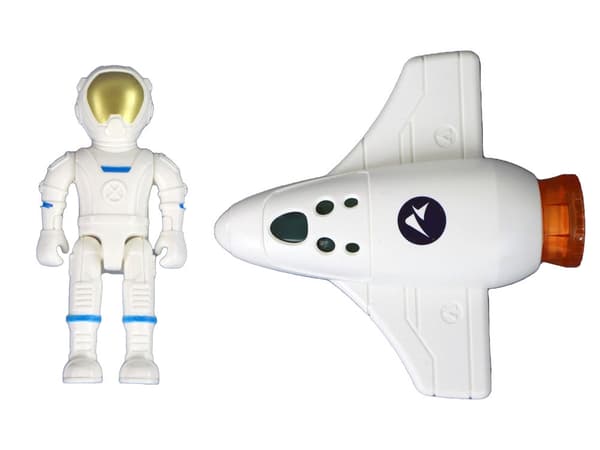 Rumraket legetøjssæt med lys & lyd 23 cm, kosmonaut + drone