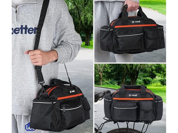 Cykeltaske til bagagebærer 15 L sort 40x21,5x18 cm refleks