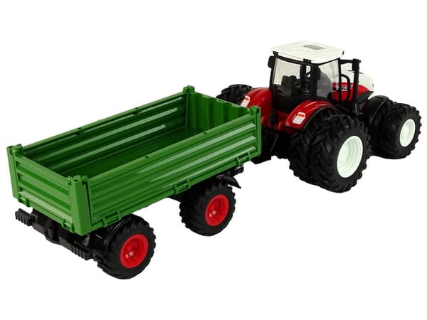 Fjärrstyrd traktor med släp 1:24 röd/grön, ljus, 3+ år
