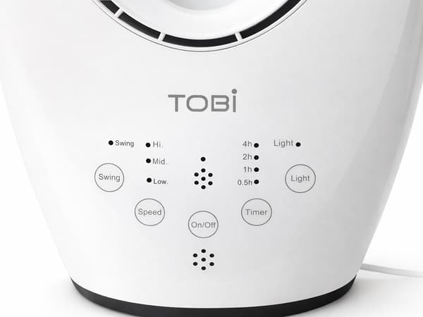 Bladlös towerfläkt 60W med LED, fjärrkontroll, 90° oscillation