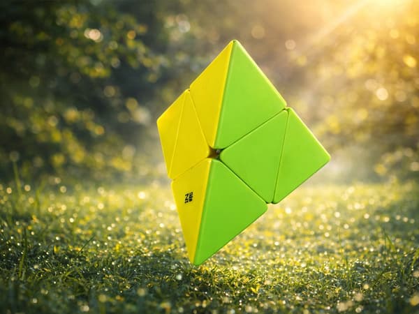 Pyraminx 3D-puslespil pyramide i plast 9,5 cm flerfarvet