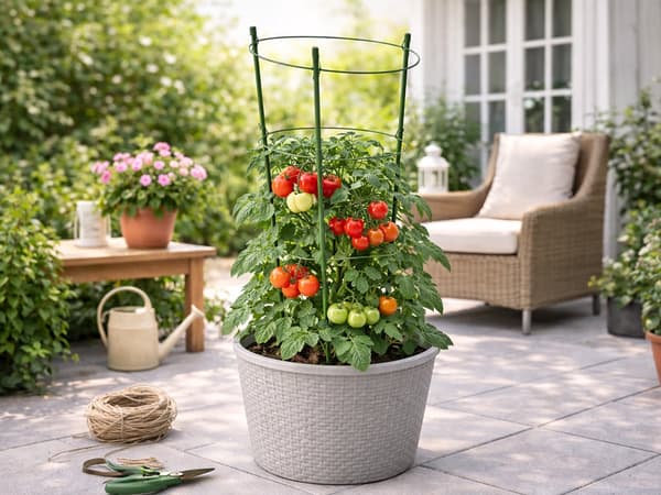 Växtstöd 90 cm med 3 justerbara ringar, grön metall/plast