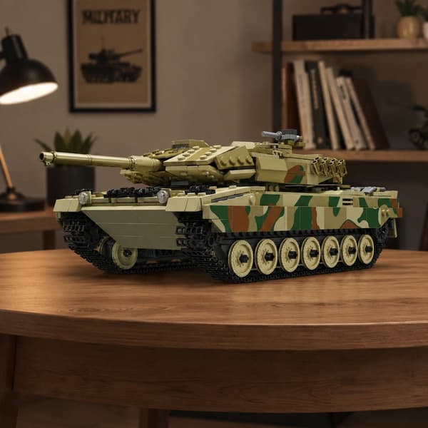 Fjärrstyrd Leopard stridsvagn byggset 1100 delar appstyrning 35,4 cm