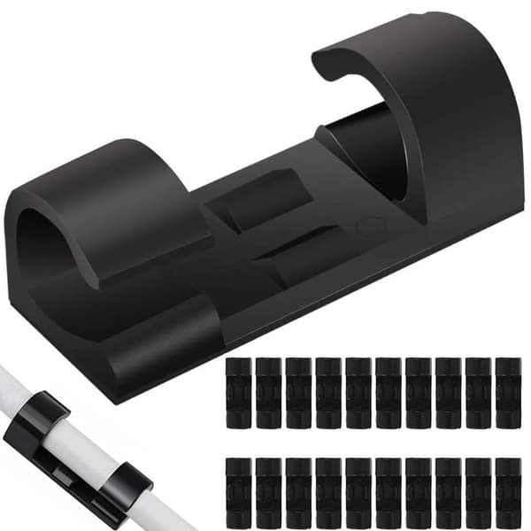 Kabelholdere selvklæbende kabelclips 20-pak, maks. 7 mm, plast