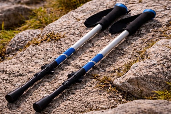 Vandringsstavar 62–137 cm aluminium silver 2-pack med spetsar och väska