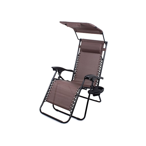 Hopfällbar zero gravity-solstol med canopy och bord brun 140 kg