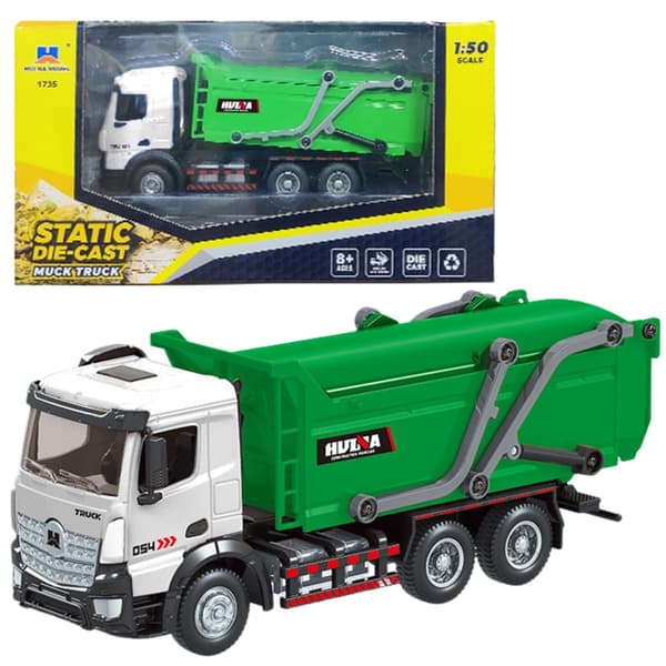 Die-cast sopbilmodell 1:50 i metall/plast med lyftbar container 19 cm