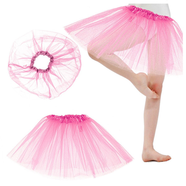 Rosa tyll tutu-kjol barn 3 lager elastisk midja 29 cm Rosa