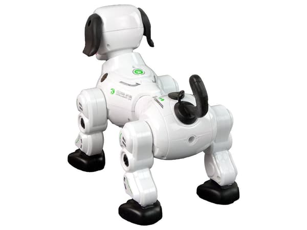 Fjernstyret robot-hund interaktiv med lysende øjne og dampeffekt 25 cm