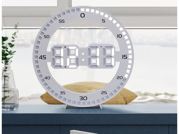 LED vægur digital med termometer alarm hvid 33 x 2 cm USB