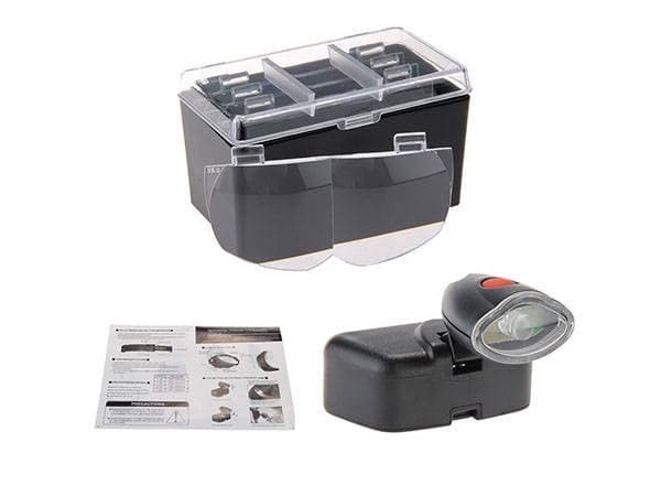 Pandelupe med LED og 4 linser 1,2x–3,5x inkl. 3x AAA-batterier