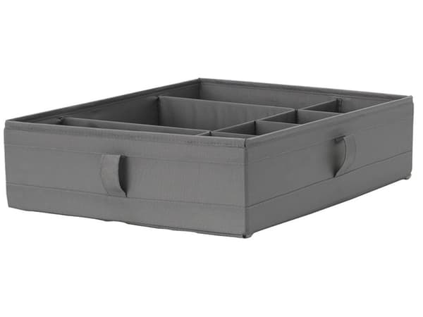 Opbevaringsboks skuffeorganisator 7 rum 44x34x11 cm grå polyester