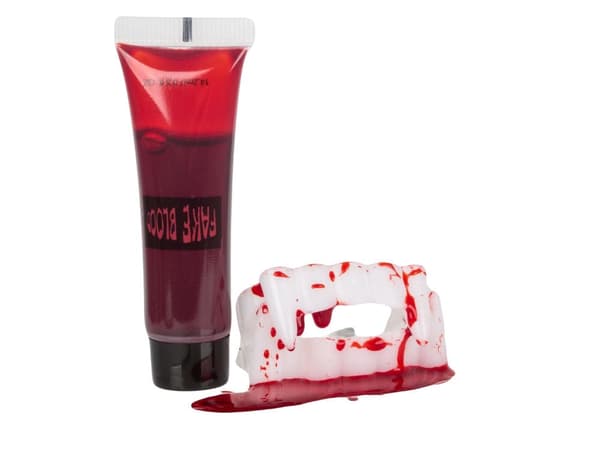 Vampyrtænder Halloween universal + falskt blod 14 ml
