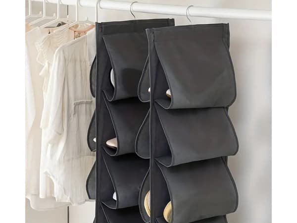 Hængende skoholder til garderobe 12 lommer 115x32 cm sort
