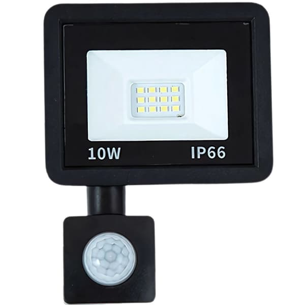 LED projektør 10W med bevægelses- og skumringssensor IP66 6000K
