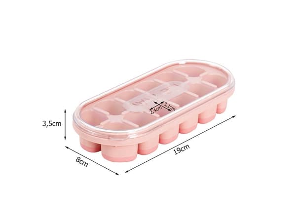 Isbitsform med lock 12 fack plast/silikon 19x8x3,5 cm