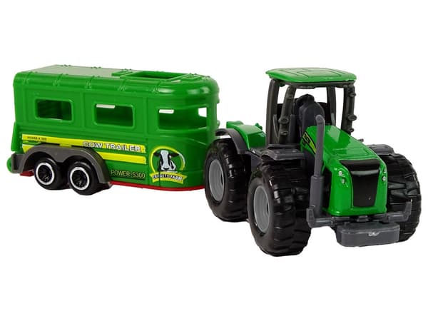Legetøjstraktor med vogn grøn 17 cm, plast, 3+ år