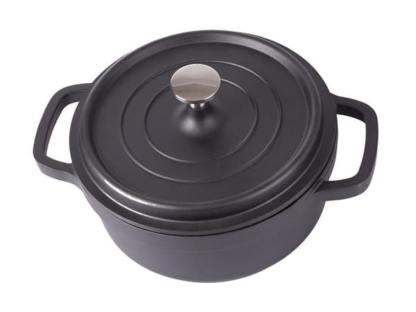 Kasserolle med låg støbt aluminium 2,2 l non-stick sort
