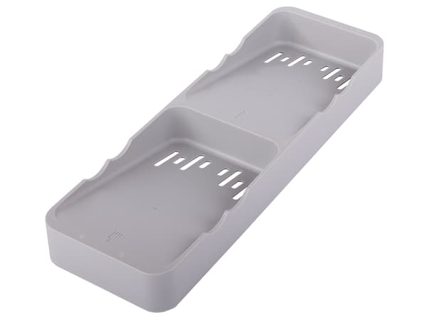 Bestikindsats til skuffe udtrækbar med 2 rum, grå plast 13x39,5 cm