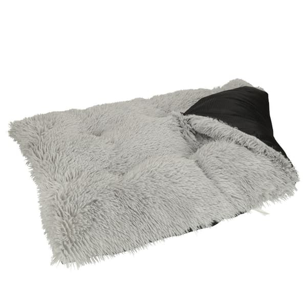 Teddy hund- och kattsäng shaggy polyester 80x115x6 cm ljusgrå