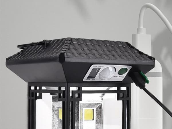 Solcellelampe 1200 lm med bevægelses-/skumringssensor 60 LED USB-C