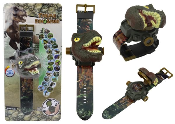 3D-projektorikello dinosaurus T-Rex med 24 bilder, 4x AG3 batteri
