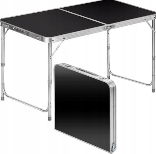 Sammenklappeligt campingbord 120x60 cm, højdejusterbart, rejsetaske