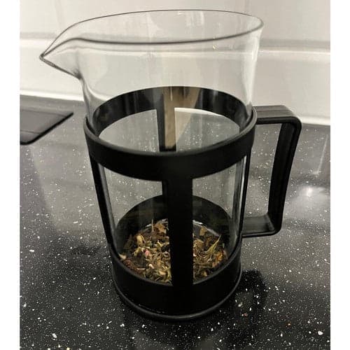 Stempelkande glas 1L med rustfri si/stempel til kaffe og te